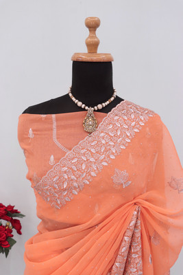 SHUBHDRASHTI NX Embroidered Bollywood Organza Saree(Gold)