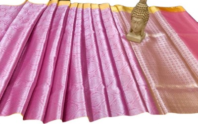 Arfabric Polka Print Banarasi Pure Silk Saree(Pink)