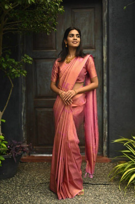 KRIYANSH Printed Kanjivaram Jacquard, Art Silk Saree(Pink)