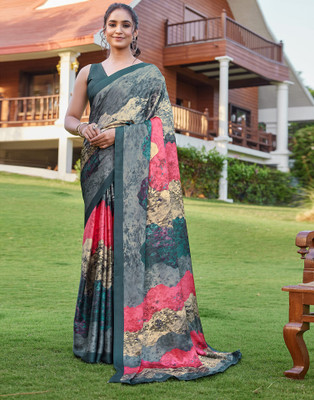 Samah Digital Print Daily Wear Satin Saree(Multicolor)