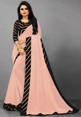 Georgette Saree Striped Bollywood Georgette, Chiffon Saree(Orange)