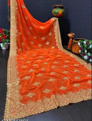 Keshva fashion Self Design Bollywood Art Silk Saree(Orange)