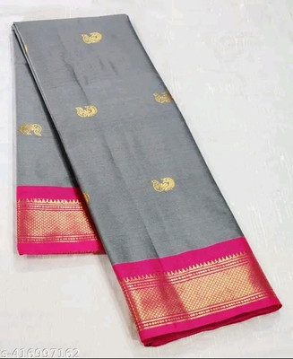 Paithani Woven Banarasi Pure Silk Saree(Grey)