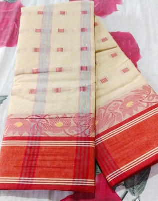Maa saroda saree Ghar Self Design Tant Pure Cotton Saree(Cream)