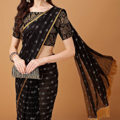 DIVYASHAKTI FASHION Printed Daily Wear Chiffon Saree(Black)
