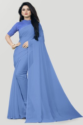 mamtasaree Solid/Plain Daily Wear Organza, Georgette Saree(Blue)