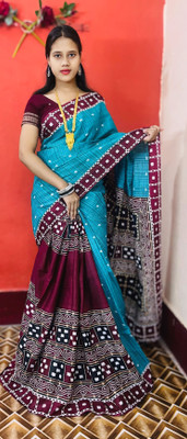ARTFULTHREADS Printed, Graphic Print Sambalpuri Pure Cotton Saree(Multicolor)
