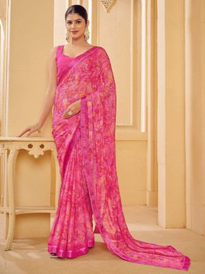 Tasrika Printed Chinnalapattu Chiffon Saree(Pink)
