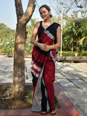 Susmita Creation Printed Handloom Handloom Pure Cotton Saree(Multicolor)