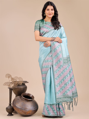 Divastri Woven Kanjivaram Silk Blend Saree(Blue)