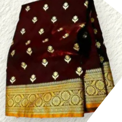 daniyal Printed Banarasi Pure Silk Saree(Maroon, Gold)