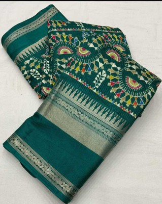 Vihan Fab Printed Bollywood Chanderi Saree(Light Green)