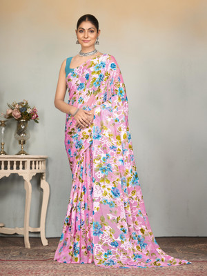 GARDEN VARELI Floral Print Bollywood Georgette, Brasso Saree(Multicolor)
