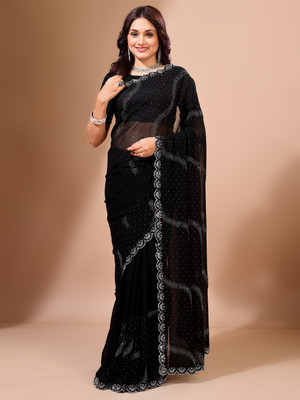 Divastri Self Design Bollywood Georgette Saree(Black)