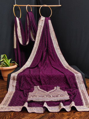 K SALIYA ENTERPRISE Embroidered Bollywood Polyester Saree(Maroon)
