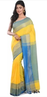 Shrutisareeghar Temple Border Narayanpet Pure Cotton Saree(Yellow)