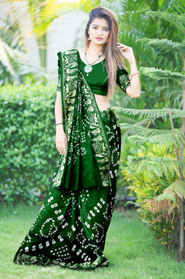 JERAVI Enterprise Printed Bandhani Art Silk Saree(Multicolor)