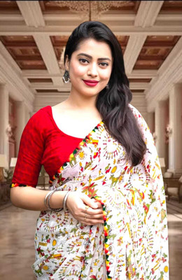 MAHADEV NX Self Design Bollywood Georgette Saree(White)