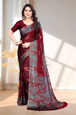 Magneitta Printed, Self Design Daily Wear Chiffon, Georgette Saree(Maroon)