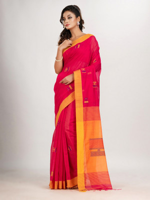angoshobha Woven Handloom Cotton Blend Saree(Magenta)