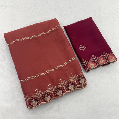 NEELMADHAV FASHION Woven Bollywood Georgette Saree(Orange)