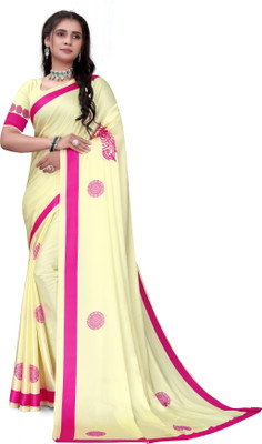 Pemal Designer Digital Print Bollywood Crepe Saree(Yellow)