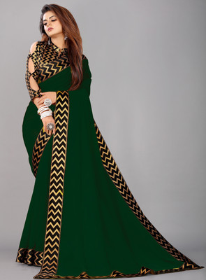 LIMTD Self Design Bhagalpuri Chiffon, Georgette Saree(Dark Green)