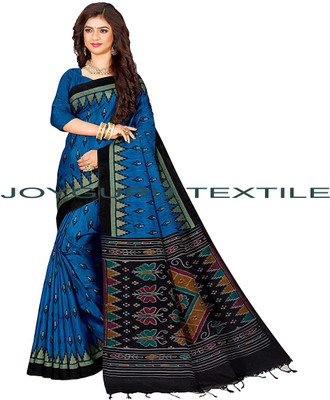 Joyguru Textile Printed Ilkal Cotton Blend Saree(Blue)