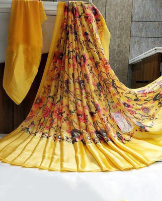 Sitanjali Printed Daily Wear Georgette Saree(Yellow)