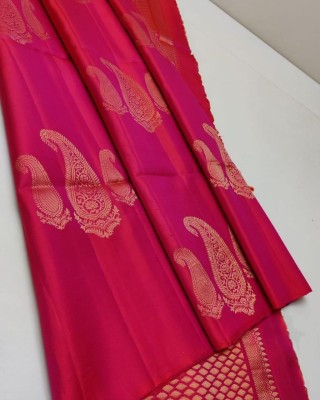 GajGajra Woven Kanjivaram Pure Silk, Art Silk Saree(Pink)