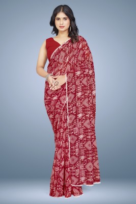 Grubstaker Floral Print Daily Wear Georgette Saree(Blue)