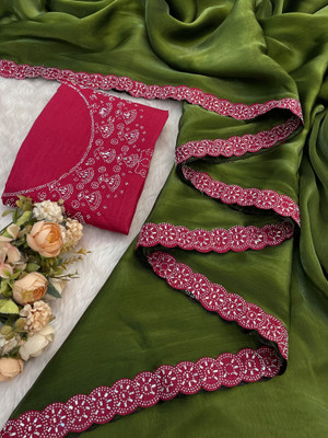 JENNYFEB Embellished Bollywood Organza Saree(Multicolor)