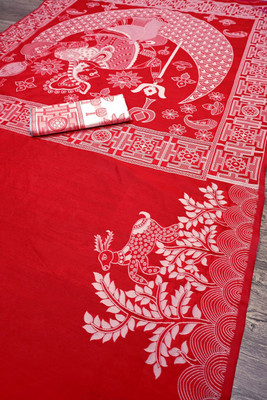 MM VENTURE Printed Kanjivaram Jacquard Saree(Red)