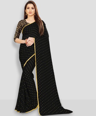 RHEY Printed Bollywood Chiffon Saree(Black)