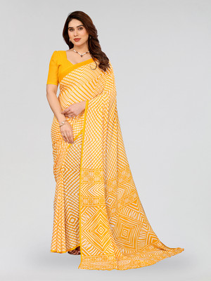 Moda Rapido Geometric Print Daily Wear Georgette Saree(Pack of 2, Yellow)