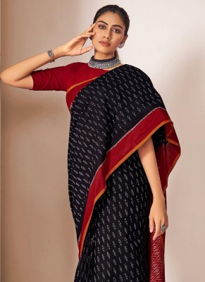 ARYA Printed, Embellished, Dyed Bandhani Cotton Blend Saree(Black)
