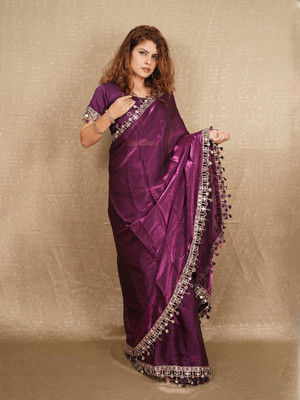 Divastri Embellished Bollywood Jimmy choo Saree(Magenta)
