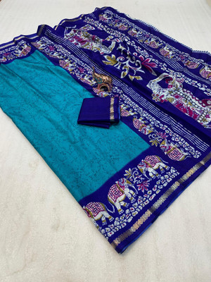 SDGRATITUDE Printed Kalamkari Cotton Linen, Cotton Silk Saree(Multicolor)