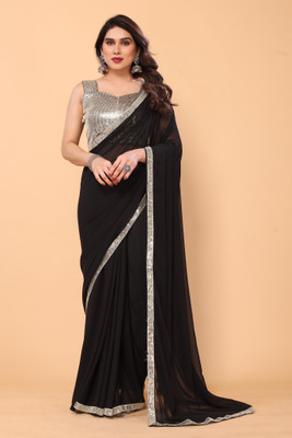 CHHELAJI Embroidered Bollywood Georgette Saree(Black)