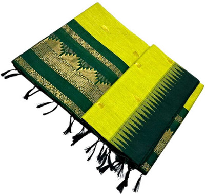 sri amman sarees Woven Gadwal Cotton Blend Saree(Light Green)
