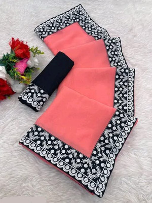 OKTAT Dyed Bollywood Georgette Saree(Pink)