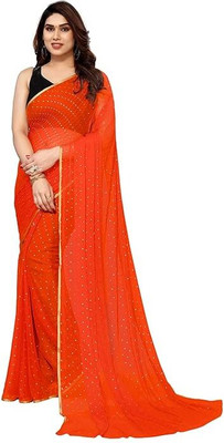 JiproStore Printed Bollywood Georgette, Chiffon Saree(Orange)