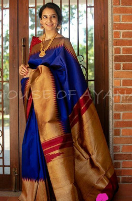 PARAMPARA CREATION Woven Kanjivaram Pure Silk Saree(Blue)