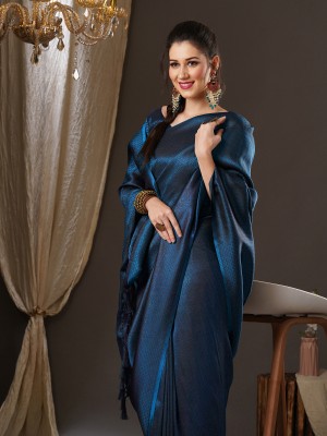 Sareemall Woven Kanjivaram Georgette Saree(Dark Blue)