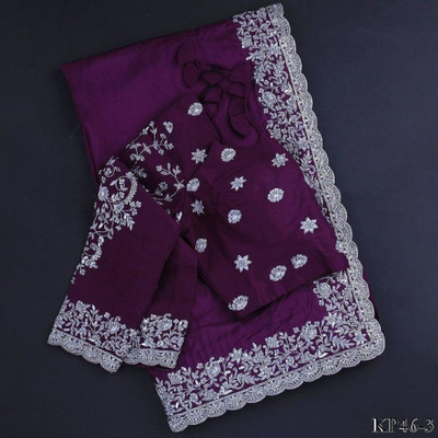 JOVTY Embroidered Bollywood Georgette Saree(Purple)