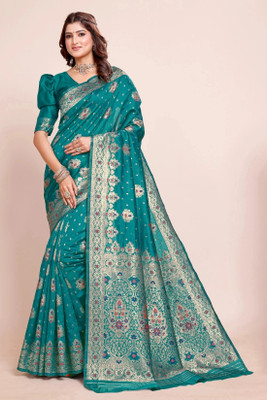 DHAYNAAND REEWA FASHION Woven Banarasi Georgette Saree(Light Green)