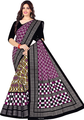 ARTFULTHREADS Printed, Graphic Print Sambalpuri Pure Cotton Saree(Multicolor)