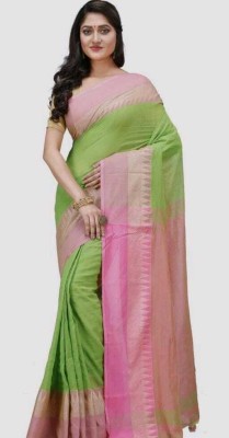 Parbati fashion Self Design Tant Pure Cotton Saree(Light Green)