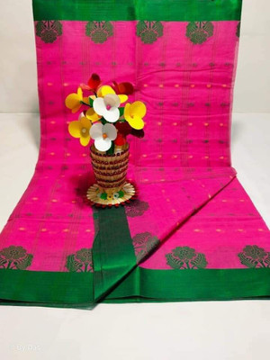 p fashion Self Design Tant Pure Cotton Saree(Pink)