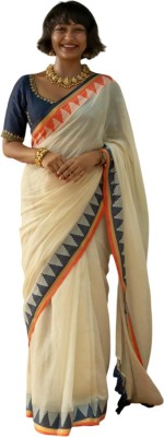 kalpana handloom Temple Border Handloom Pure Cotton Saree(Multicolor)